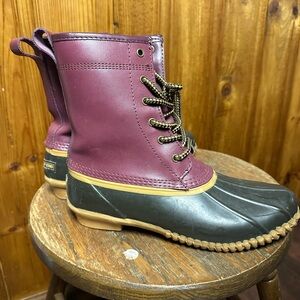 Lands' End Maroon and Black Boots